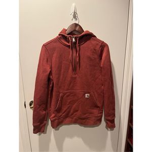 Carhartt Red Half Zip Sweatshirt Hoodie Size S